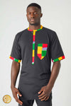 Chemise Africaine Homme – Élégance Noire & Touches Colorées