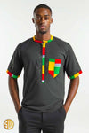 Chemise Africaine Homme – Élégance Noire & Touches Colorées
