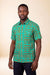 Chemise wax homme Zahra motif géométrique vert et orange coupe droite
