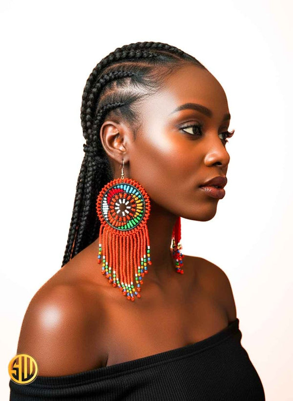 Grande Boucles d'Oreilles Africaines en Perles Massaï - SublimeWax