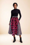 Jupe wax africaine Djénéba motifs géométriques taille élastique face
