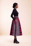 Jupe wax africaine Djénéba motifs géométriques taille élastique profil