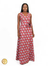Robe longue africaine rouge sans manches – Élégance et confort en wax