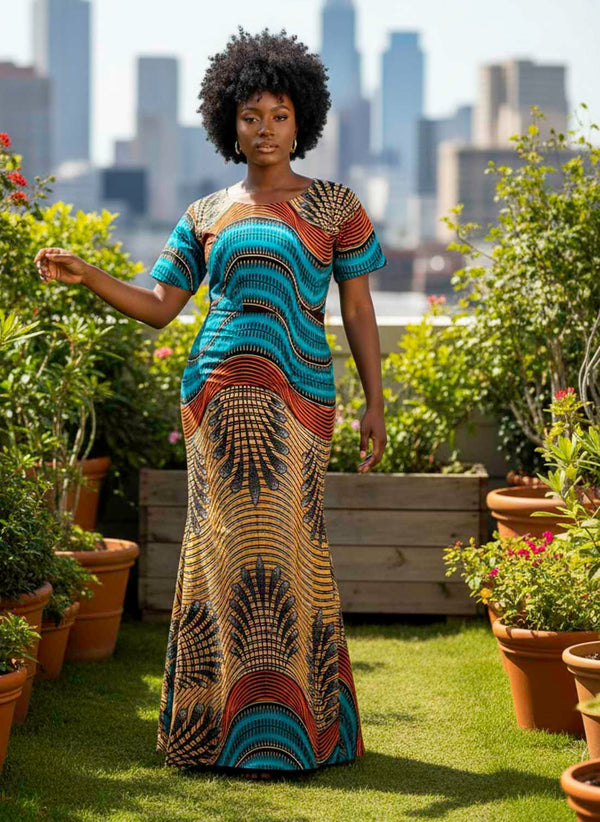 Long mermaid dress in wax – Lacing at the back