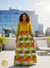 Robe longue africaine brodée et wax avec poches