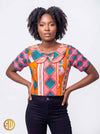 Top africain en wax rose et orange Eva