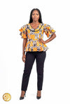 Top Peplum Wax Kofi Sublimewax – Orange, Crème & Noir