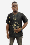 Chemise Africaine en Coton Noir avec Motifs Africains - SublimeWax