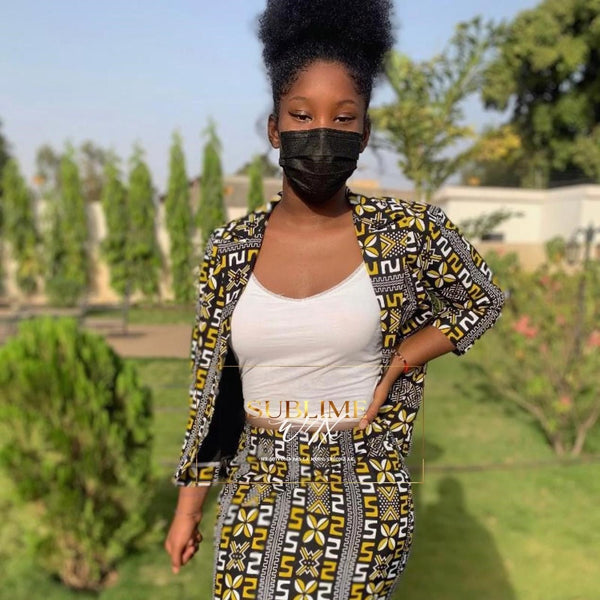 SublimeWax - African Set Jacket/Skirt In Wax Olivia