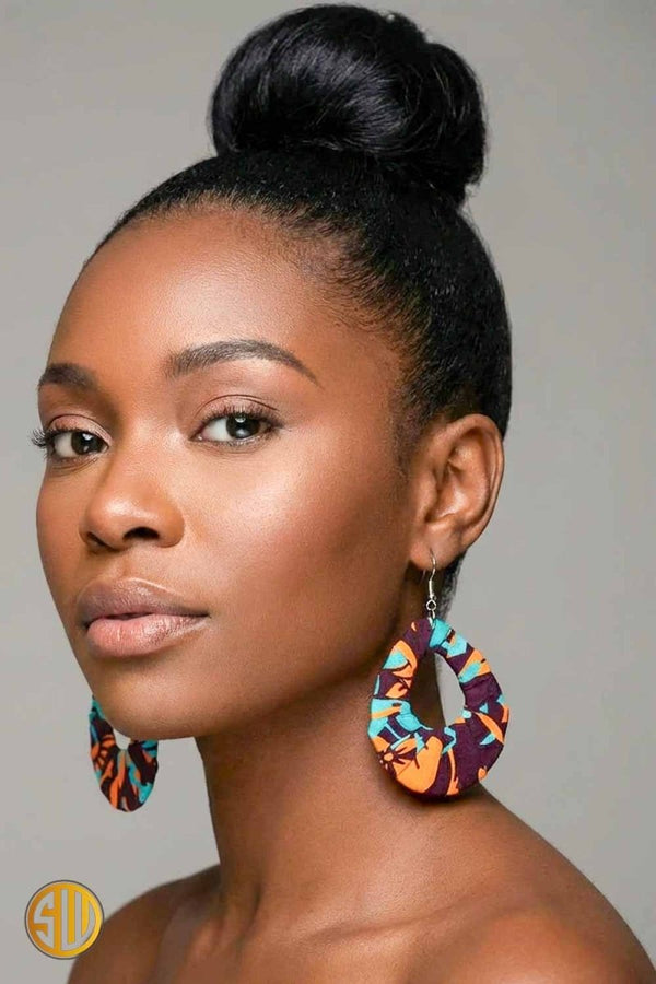 Boucles d’oreilles africaines gouttes en wax – Fait main au Kenya