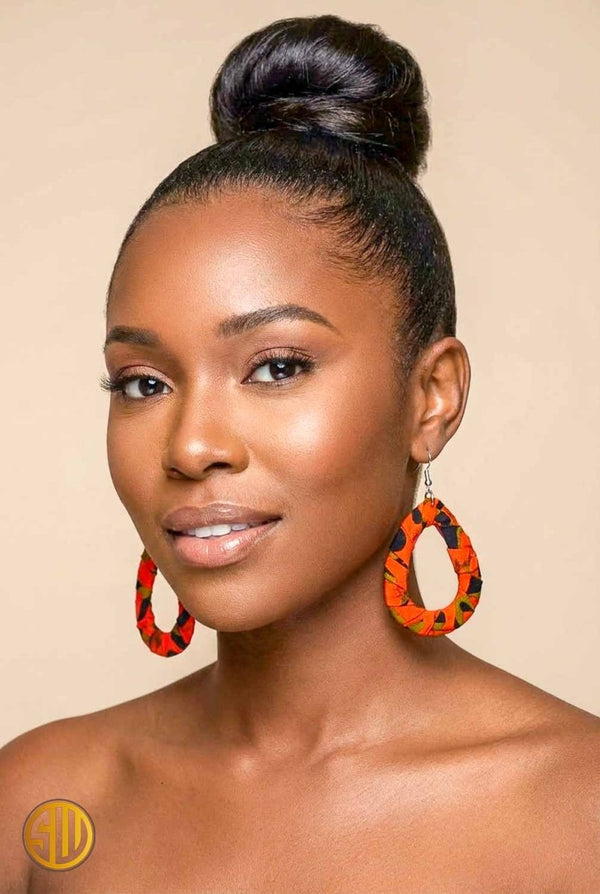 Boucles d’oreilles africaines gouttes en wax – Fait main au Kenya