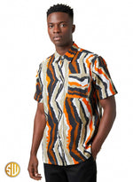 Chemise Africaine Femme En Wax – Taille L – Coloris Rouge Et Bleu – Style Ethnique Et Coloré – Neuve Sans étiquette