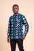 Chemise wax homme Ziwa manches longues col officier motif batik bleu