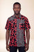 Chemise wax homme Kesho motifs géométriques rouge et noir coupe droite face