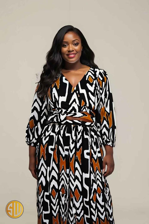 Ensemble Wax Femme : Crop Top Cache - Cœur & Jupe Longue Évasée