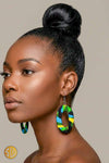 Boucles d’oreilles africaines ovales en wax – Fait main au Kenya