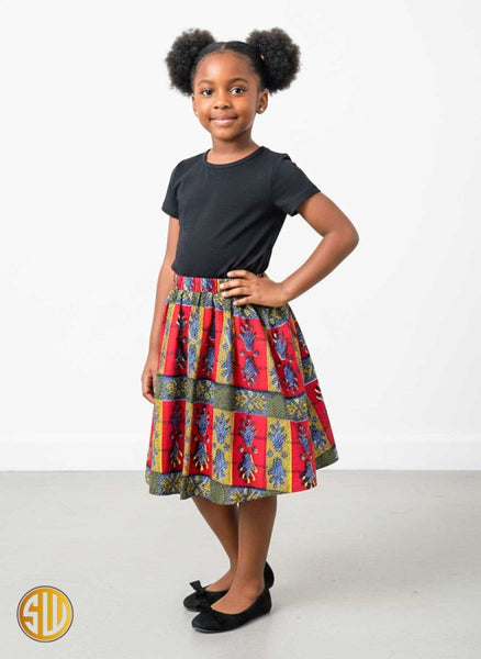 Jupe Fille Carter's 4-5 Ans - Rayures Colorées, Rouge, à Volants - 100% Coton