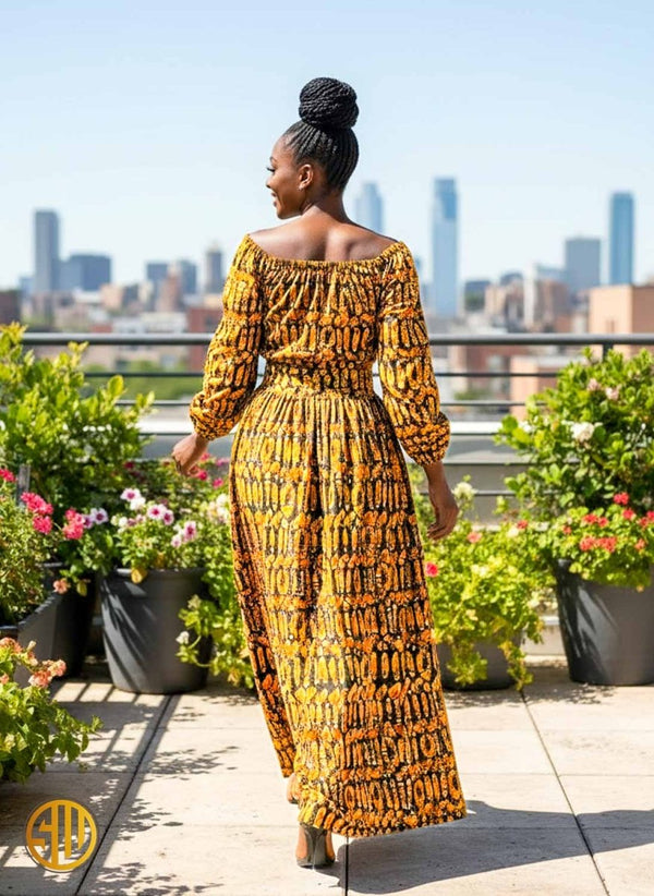 Jupe Longue Africaine & Crop Top en Wax Mya – Élégance & Style Authentique