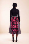 Jupe wax africaine Djénéba motifs géométriques taille élastique dos
