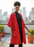 Kimono africain rouge à motifs bogolan