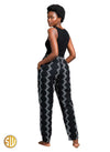 Pantalon africain noir et blanc – Taille élastiquée avec poches