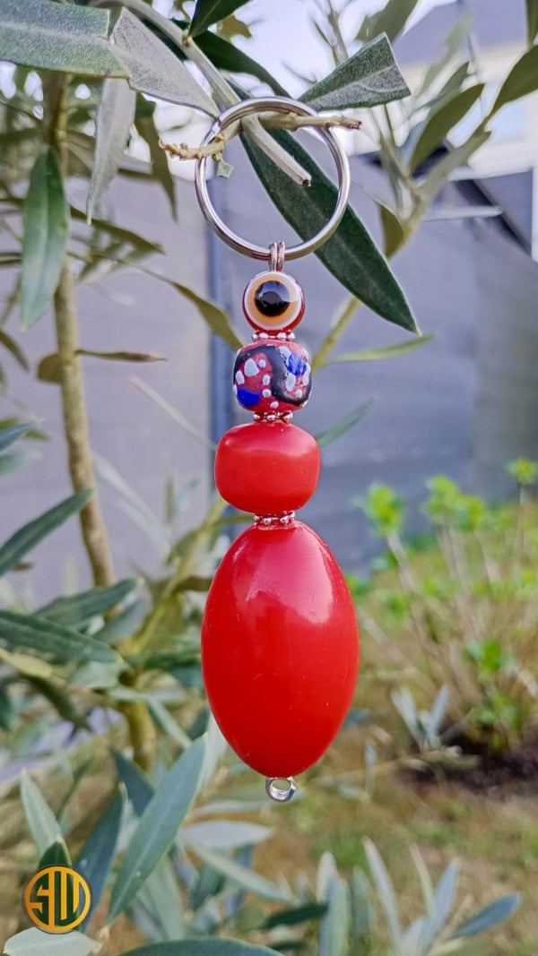 Porte-clé africain Furaha en perles fantaisie colorées