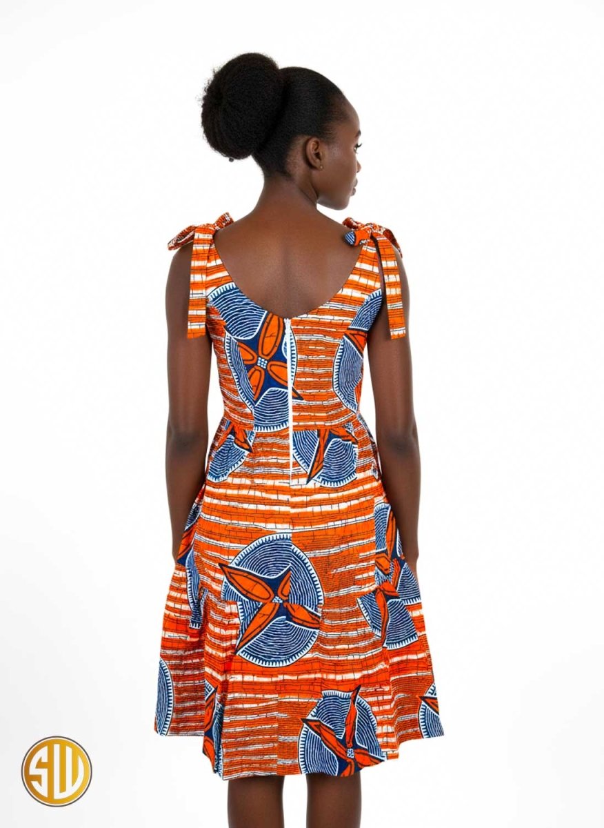 Robe midi africaine en wax avec poches – SublimeWax