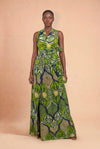 Robe infinity en wax verte – robe modulable élégante et polyvalente