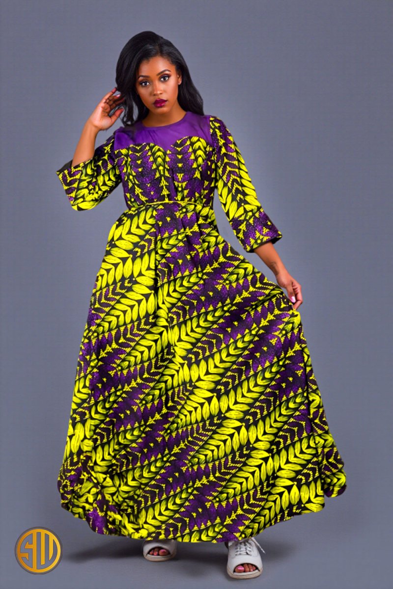 Modèles Robes Longues Modele Vetement Wax Longue Robe évasée En