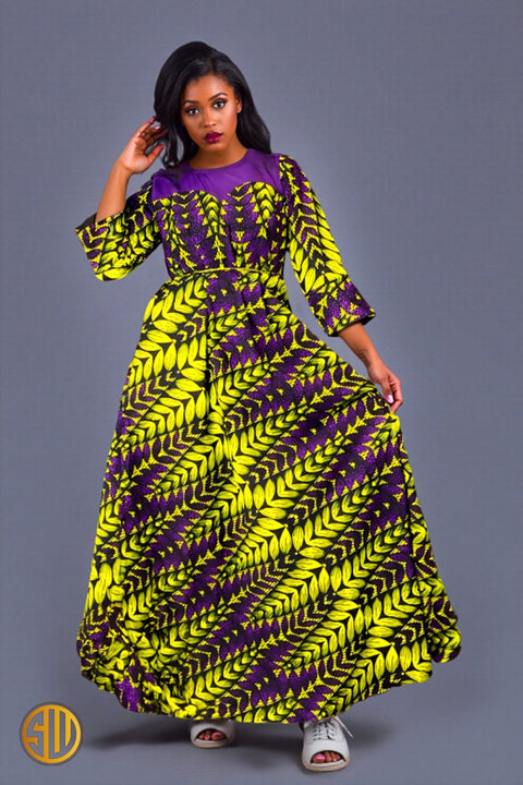 Robe longue en wax Sira - SublimeWax