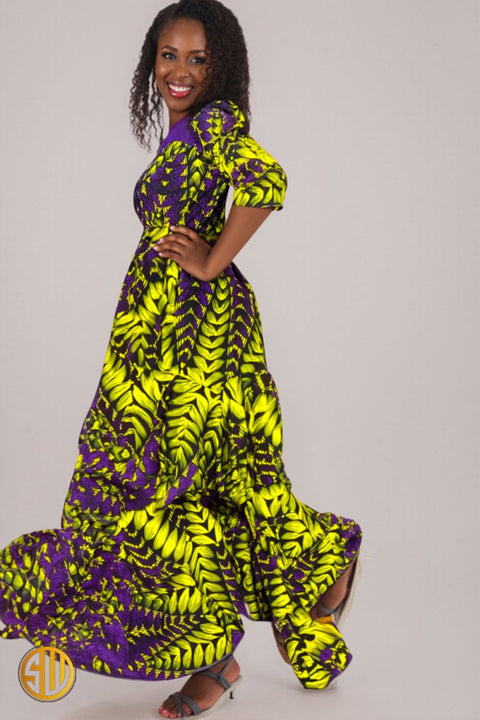 Robe longue en wax Sira - SublimeWax