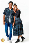 Tenue assortie couple en wax noire et bleue – élégance africaine signée SublimeWax