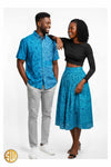 Tenue assortie pour couple en wax bleu – Élégance africaine by SublimeWax