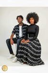 Tenue assortie pour couple en wax noir et blanc – Élégance africaine chic