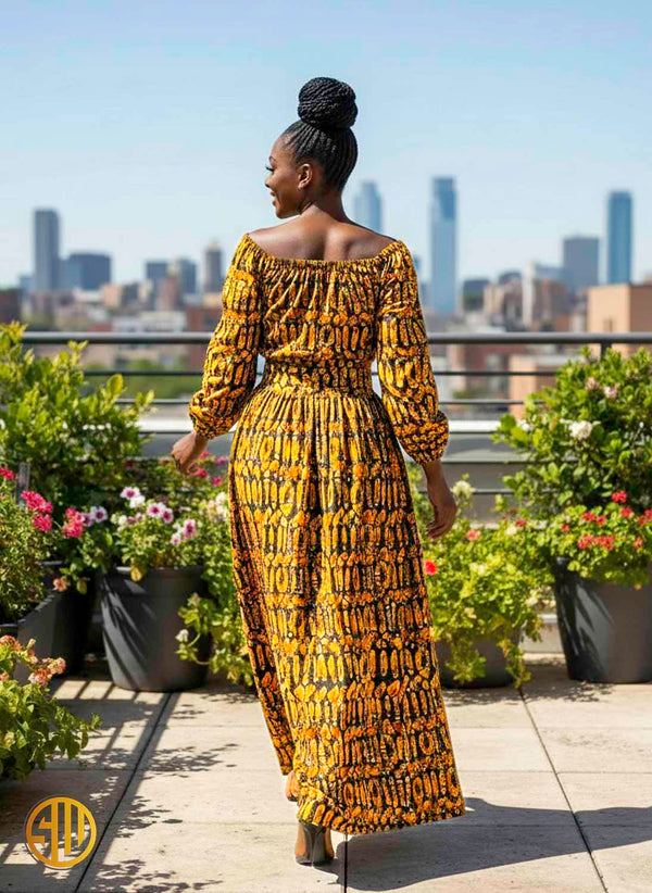 Jupe Longue Africaine & Crop Top en Wax Mya – Élégance & Style Authentique