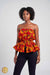Top africain en wax rouge et orange – bustier élastiqué