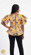 Top Peplum Wax Kofi Sublimewax – Orange, Crème & Noir