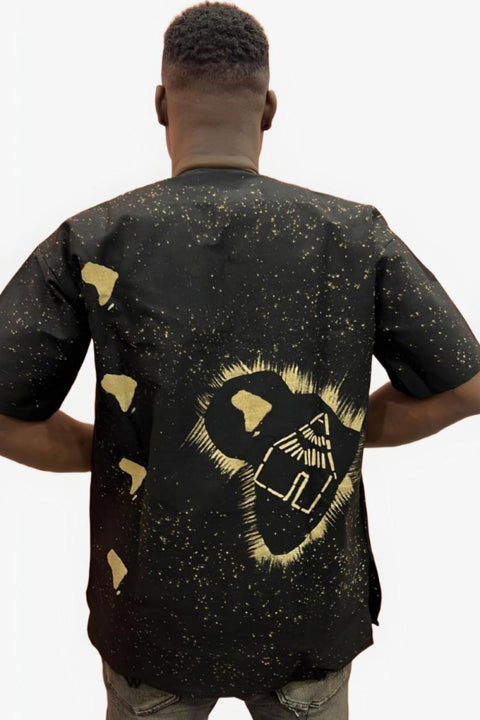 Chemise Africaine en Coton Noir avec Motifs Africains - SublimeWax