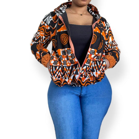 SublimeWax - African Jacket hoodie in wax Lena