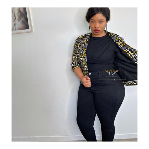 Veste en Wax à Manches 3/4 Olivia - SublimeWax