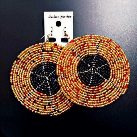 Boucles d'Oreilles en Perles Maasai Rondes Diya - SublimeWax 2