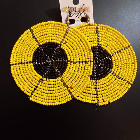 Boucles d'Oreilles en Perles Maasai Rondes Diya - SublimeWax 9