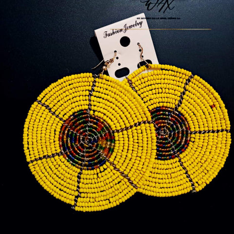 Boucles d'Oreilles en Perles Maasai Rondes Diya - SublimeWax 7